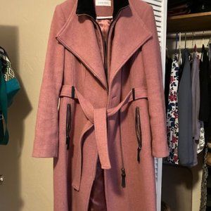 Calvin Klein Women's belted wrap coat - soft pink